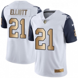 Mens Nike Dallas Cowboys 21 Ezekiel Elliott Limited WhiteGold Rush NFL Jersey