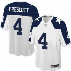 Mens Nike Dallas Cowboys 4 Dak Prescott Game White Throwback Alternate NFL Jersey