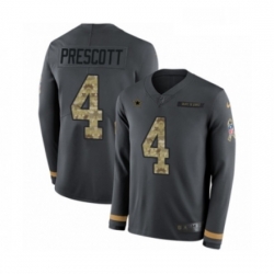 Mens Nike Dallas Cowboys 4 Dak Prescott Limited Black Salute to Service Therma Long Sleeve NFL Jersey