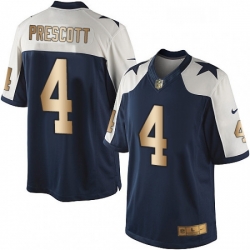 Mens Nike Dallas Cowboys 4 Dak Prescott Limited NavyGold Throwback Alternate NFL Jersey