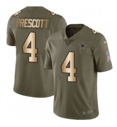 Mens Nike Dallas Cowboys 4 Dak Prescott Limited OliveGold 2017 Salute to Service NFL Jersey