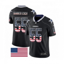 Mens Nike Dallas Cowboys 55 Leighton Vander Esch Limited Black Rush USA Flag NFL Jersey