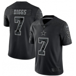 Men's Nike Dallas Cowboys Trevon Diggs #7 Black RFLCTV Limited Jersey