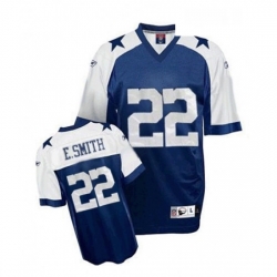 Mens Reebok Dallas Cowboys 22 Emmitt Smith Authentic Navy Blue Thanksgiving Throwback NFL Jersey