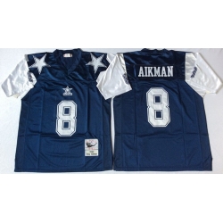 Mitchell Ness cowboys #8 Troy Aikman Throwback Stitched NFL Jerseys