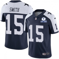 Nike Cowboys 15 Devin Smith Navy Blue Thanksgiving Men Stitched With Established In 1960 Patch NFL Vapor Untouchable Limited Throwback Jersey