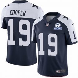 Nike Cowboys 19 Amari Cooper Navy Blue Thanksgiving Men Stitched With Established In 1960 Patch NFL Vapor Untouchable Limited Throwback Jersey