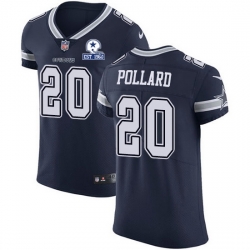 Nike Cowboys 20 Tony Pollard Navy Blue Team Color Men Stitched With Established In 1960 Patch NFL Vapor Untouchable Elite Jersey