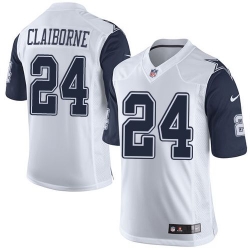 Nike Cowboys #24 Morris Claiborne White Mens Stitched NFL Limited Rush Jerseys