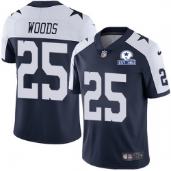 Nike Cowboys 25 Xavier Woods Navy Blue Thanksgiving Men Stitched With Established In 1960 Patch NFL Vapor Untouchable Limited Throwback Jersey