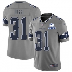 Nike Cowboys 31 Trevon Diggs Gray Men Stitched With Established In 1960 Patch NFL Limited Inverted Legend Jersey