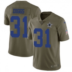 Nike Cowboys 31 Trevon Diggs Olive Men Stitched NFL Limited 2017 Salute To Service Jersey