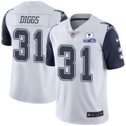 Nike Cowboys 31 Trevon Diggs White Men Stitched With Established In 1960 Patch NFL Limited Rush Jersey