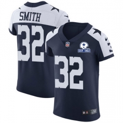 Nike Cowboys 32 Saivion Smith Navy Blue Thanksgiving Men Stitched With Established In 1960 Patch NFL Vapor Untouchable Throwback Elite Jersey