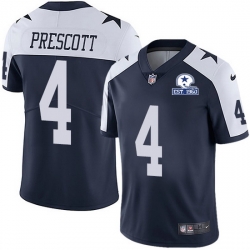 Nike Cowboys 4 Dak Prescott Navy Blue Thanksgiving Men Stitched With Established In 1960 Patch NFL Vapor Untouchable Limited Throwback Jersey