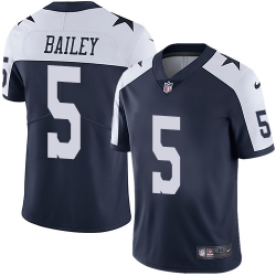 Nike Cowboys #5 Dan Bailey Navy Blue Thanksgiving Mens Stitched NFL Vapor Untouchable Limited Throwback Jersey