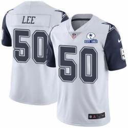 Nike Cowboys 50 Sean Lee White Men Stitched With Established In 1960 Patch NFL Limited Rush Jersey