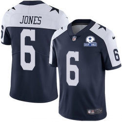 Nike Cowboys 6 Chris Jones Navy Blue Thanksgiving Men Stitched With Established In 1960 Patch NFL Vapor Untouchable Limited Throwback Jersey