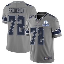 Nike Cowboys 72 Travis Frederick Gray Men Stitched With Established In 1960 Patch NFL Limited Inverted Legend Jersey