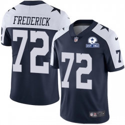 Nike Cowboys 72 Travis Frederick Navy Blue Thanksgiving Men Stitched With Established In 1960 Patch NFL Vapor Untouchable Limited Throwback Jersey