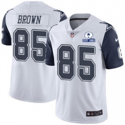 Nike Cowboys 85 Noah Brown White Men Stitched With Established In 1960 Patch NFL Limited Rush Jersey