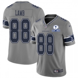 Nike Cowboys 88 CeeDee Lamb Gray Men Stitched With Established In 1960 Patch NFL Limited Inverted Legend Jersey