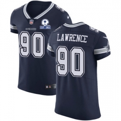 Nike Cowboys 90 DeMarcus Lawrence Navy Blue Team Color Men Stitched With Established In 1960 Patch NFL Vapor Untouchable Elite Jersey