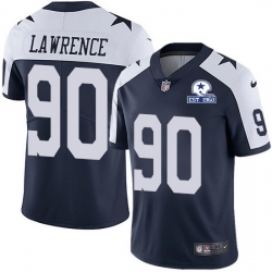 Nike Cowboys 90 DeMarcus Lawrence Navy Blue Thanksgiving Men Stitched With Established In 1960 Patch NFL Vapor Untouchable Limited Throwback Jersey