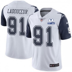 Nike Cowboys 91 L P  Ladouceur White Men Stitched With Established In 1960 Patch NFL Limited Rush Jersey