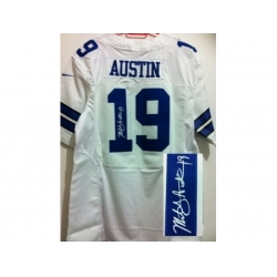 Nike Dallas Cowboys 19 Miles Austin White Elite Signed NFL Jersey