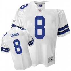 Reebok Dallas Cowboys 8 Troy Aikman Replica White Legend Throwback NFL Jersey