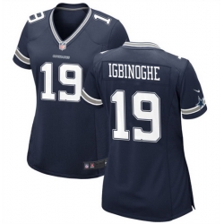 Women Dallas Cowboys 19 Noah Igbinoghene Navy Stitched Football Jersey  Run Small