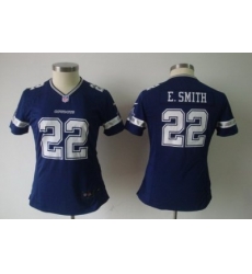 Women Nike Dallas Cowboys 22 E.SMITH Blue Jerseys