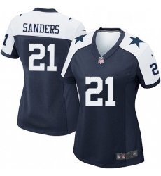 Womens Nike Dallas Cowboys 21 Deion Sanders Game Navy Blue Throwback Alternate NFL Jersey