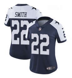 Womens Nike Dallas Cowboys 22 Emmitt Smith Elite Navy Blue Throwback Alternate NFL Jersey