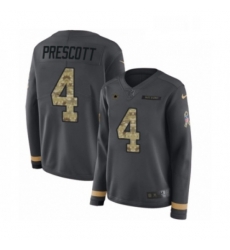 Womens Nike Dallas Cowboys 4 Dak Prescott Limited Black Salute to Service Therma Long Sleeve NFL Jersey