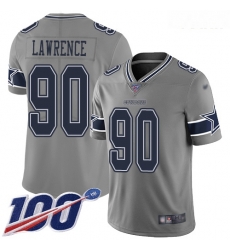 Cowboys #90 Demarcus Lawrence Gray Youth Stitched Football Limited Inverted Legend 100th Season Jersey