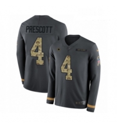 Youth Nike Dallas Cowboys 4 Dak Prescott Limited Black Salute to Service Therma Long Sleeve NFL Jersey