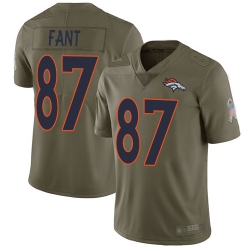 Broncos 87 Noah Fant Olive Men Stitched Football Limited 2017 Salute To Service Jersey