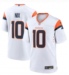 Men Denver Broncos 10 Bo Nix White 2024 Draft F U S E  Vapor Limited Stitched Football Jersey