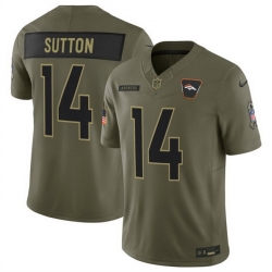 Men Denver Broncos 14 Courtland Sutton Olive 2025 F U S E  Salute to Service Limited Stitched Football Jersey Men Denver Broncos 14 Courtland Sutton Olive 2025 F U S E  Salute to Service Limited Stitched Football Jersey