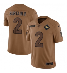 Men Denver Broncos 2 Patrick Surtain II 2023 Brown Salute To Service Limited Stitched Football Jersey