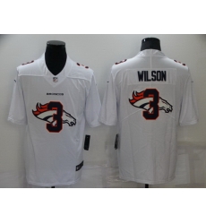 Men Denver Broncos 3 Russell Wilson White Shadow Logo Limited Stitched jersey