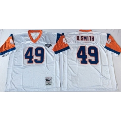 Men Denver Broncos 49 Dennis Smith White M&N Throwback Jersey