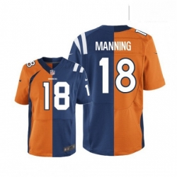 Men Nike Denver Broncos 18 Peyton Manning Elite Navy BlueWhite Split Fashion NFL Jersey