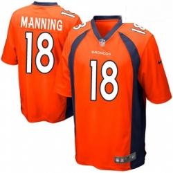 Men Nike Denver Broncos 18 Peyton Manning Game Orange Team Color NFL Jersey