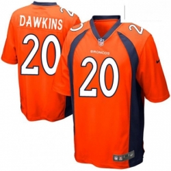 Men Nike Denver Broncos 20 Brian Dawkins Game Orange Team Color NFL Jersey