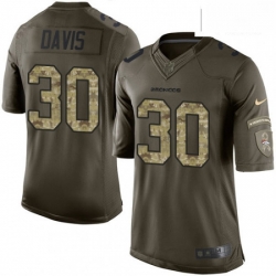 Men Nike Denver Broncos 30 Terrell Davis Elite Green Salute to Service NFL Jersey