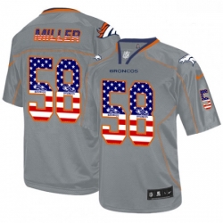 Men Nike Denver Broncos 58 Von Miller Elite Grey USA Flag Fashion NFL Jersey