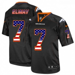 Men Nike Denver Broncos 7 John Elway Elite Black USA Flag Fashion NFL Jersey